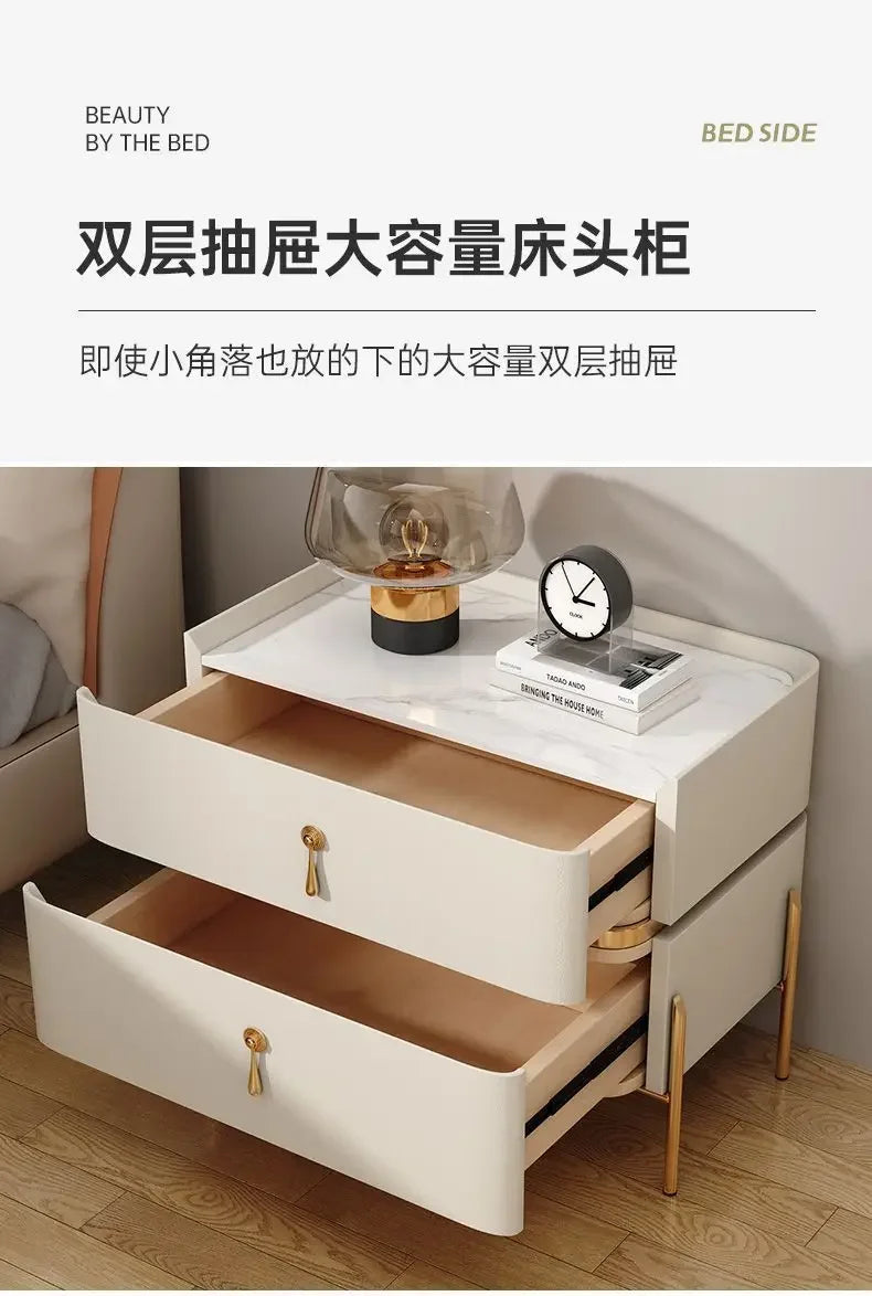Nightstands Cabinets Bedside Table for Living Room Furniture Splicing Color Cabinets Metal Legs Storage Locker for The Bedroom