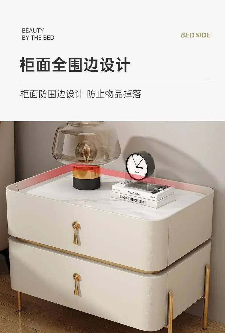 Nightstands Cabinets Bedside Table for Living Room Furniture Splicing Color Cabinets Metal Legs Storage Locker for The Bedroom