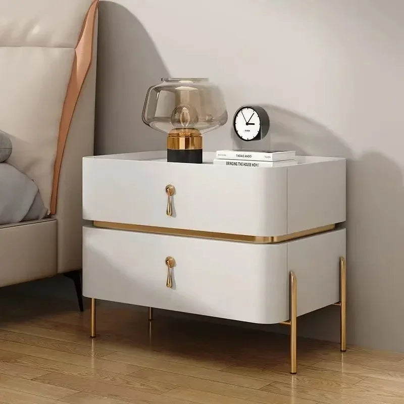 Nightstands Cabinets Bedside Table for Living Room Furniture Splicing Color Cabinets Metal Legs Storage Locker for The Bedroom
