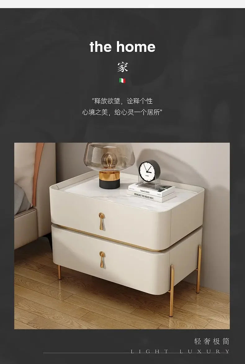 Nightstands Cabinets Bedside Table for Living Room Furniture Splicing Color Cabinets Metal Legs Storage Locker for The Bedroom