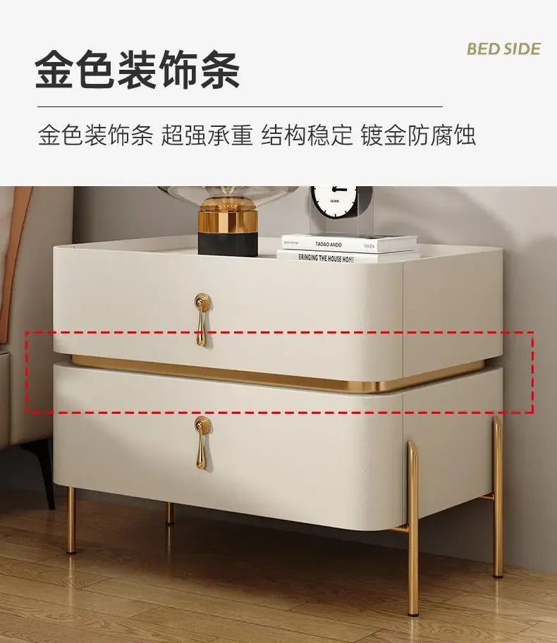 Nightstands Cabinets Bedside Table for Living Room Furniture Splicing Color Cabinets Metal Legs Storage Locker for The Bedroom