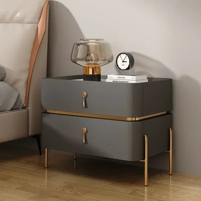Nightstands Cabinets Bedside Table for Living Room Furniture Splicing Color Cabinets Metal Legs Storage Locker for The Bedroom