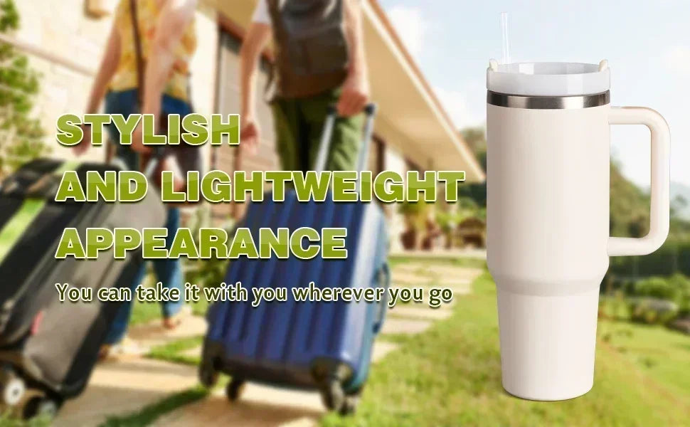 Insulated Tumbler Cup Thermal Mug for with Handle Straw Stainless Steel