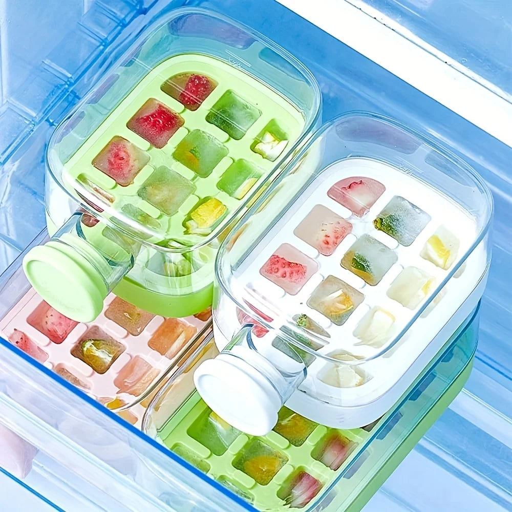 Silicone One-click Ice Mold Bottle Cooler Cup with Straw