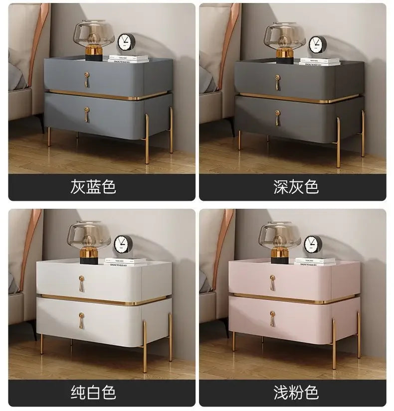 Nightstands Cabinets Bedside Table for Living Room Furniture Splicing Color Cabinets Metal Legs Storage Locker for The Bedroom