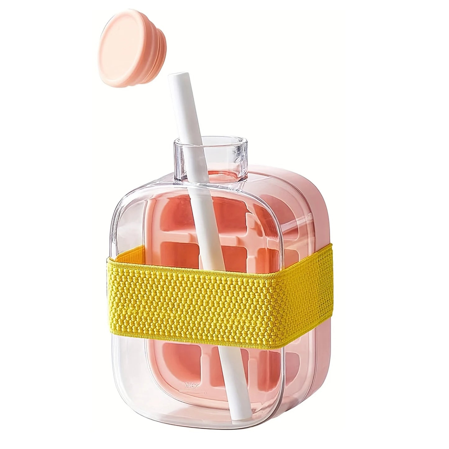 Silicone One-click Ice Mold Bottle Cooler Cup with Straw