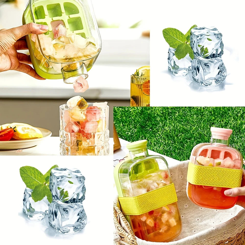 Silicone One-click Ice Mold Bottle Cooler Cup with Straw