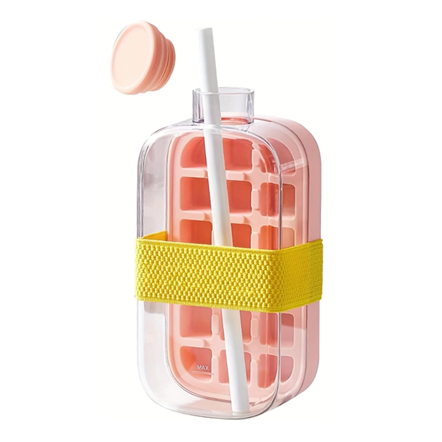 Silicone One-click Ice Mold Bottle Cooler Cup with Straw