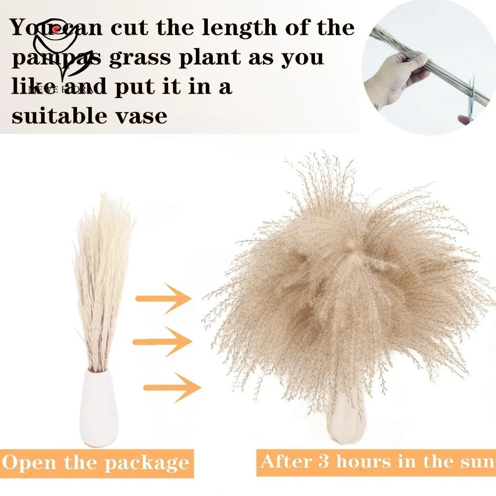 120pcs Fluffy Pampas Bunny Tail Grass Dried Artificial Flowers Bouquet for Bathroom Wall Office Boho Home Wedding Decorations