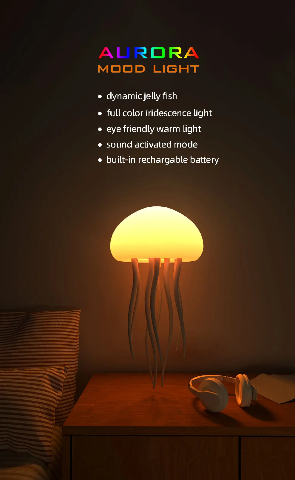 Cartoon Jellyfish Night Light Cute Jellyfish voice control Night Lamp
