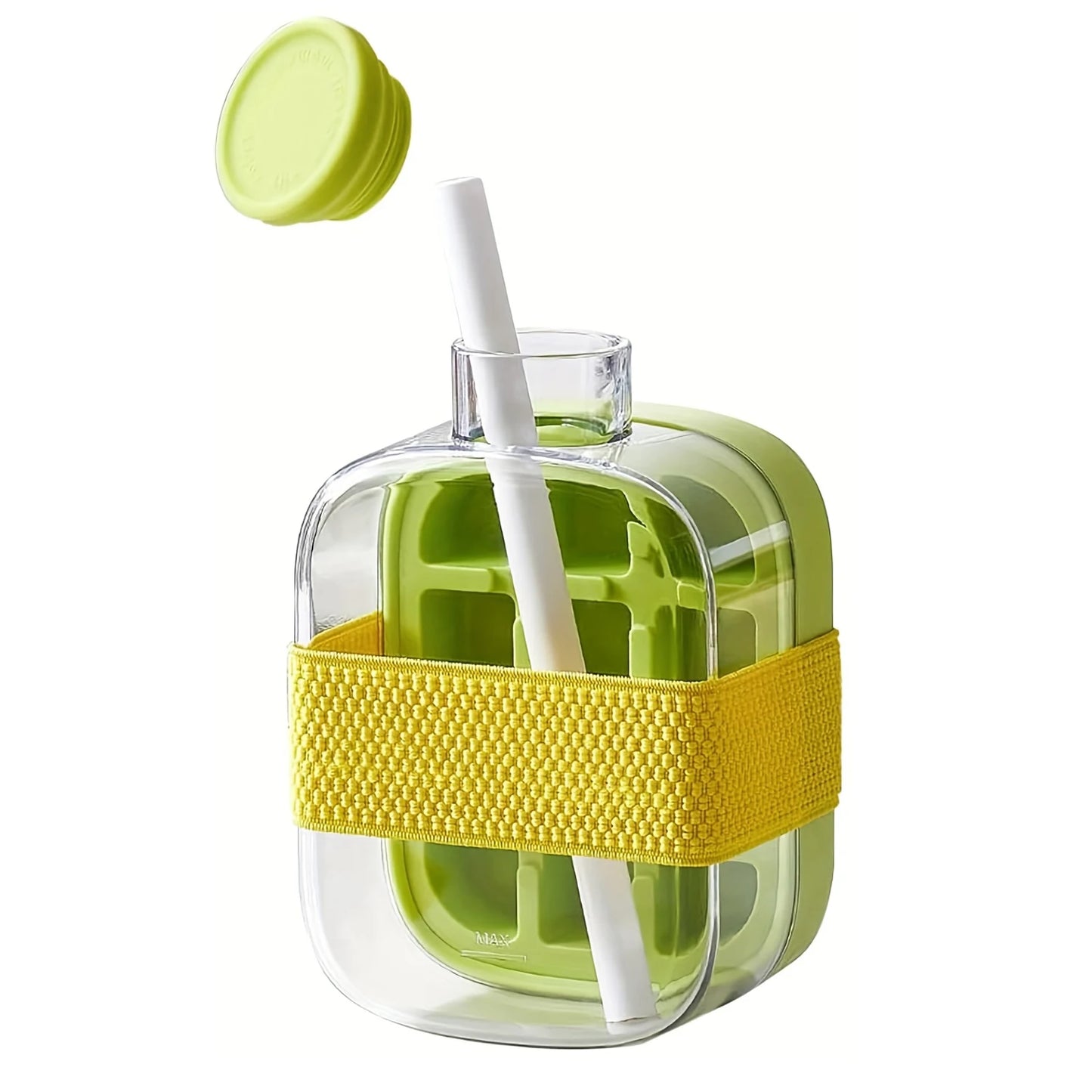 Silicone One-click Ice Mold Bottle Cooler Cup with Straw