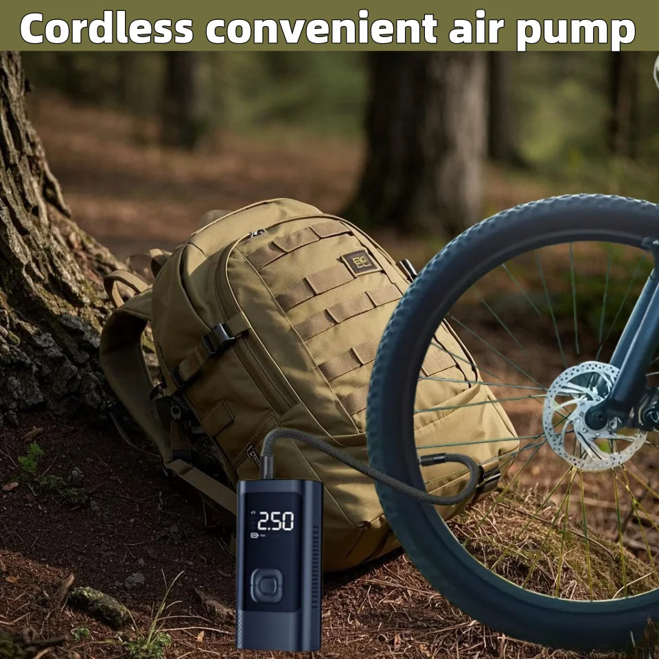 Inflatable Pump Portable Handheld 2 power supply modes and 4 preset air pressures Digital Display Car Motorcycle Tire