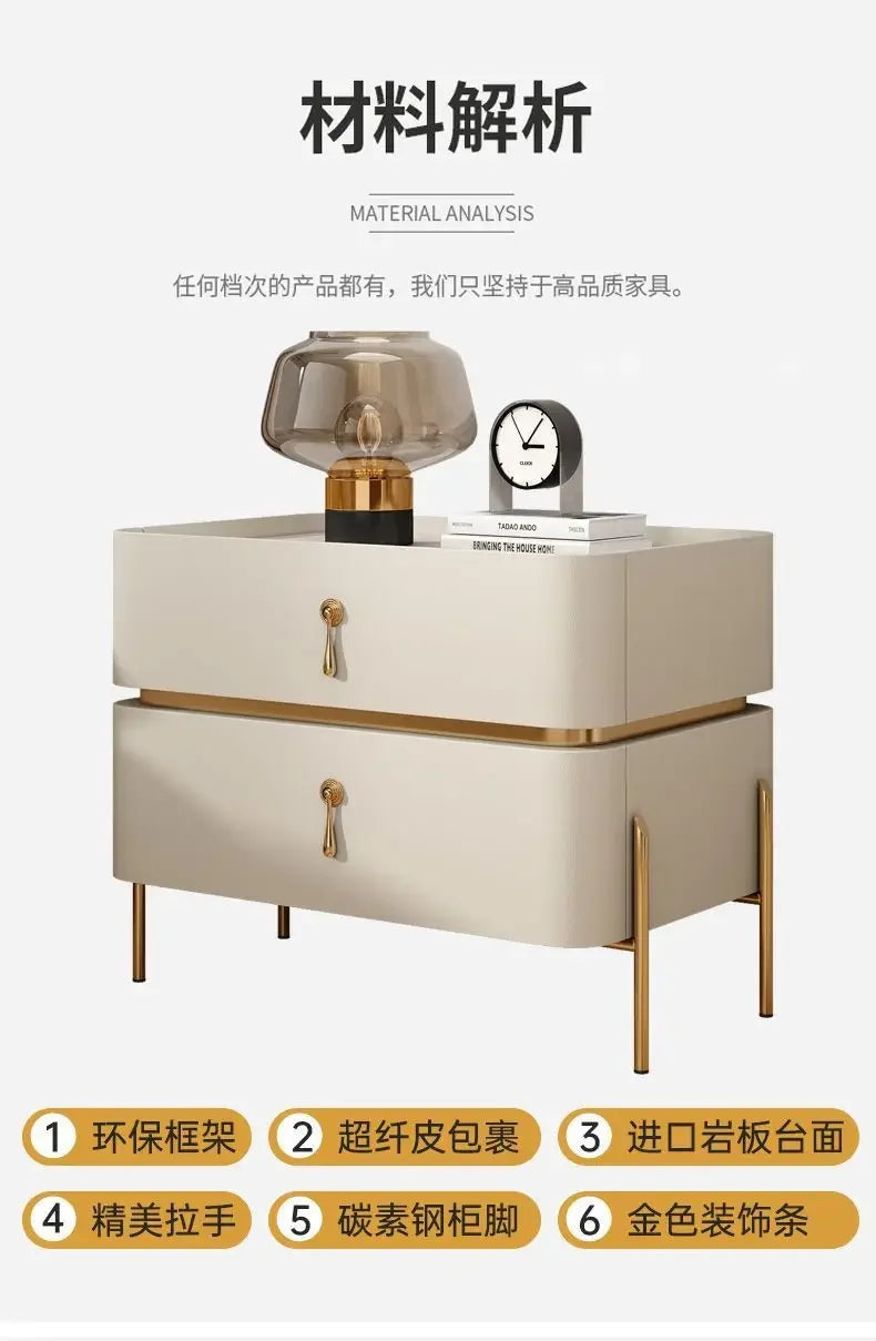 Nightstands Cabinets Bedside Table for Living Room Furniture Splicing Color Cabinets Metal Legs Storage Locker for The Bedroom