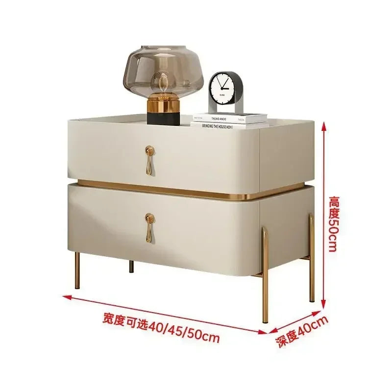 Nightstands Cabinets Bedside Table for Living Room Furniture Splicing Color Cabinets Metal Legs Storage Locker for The Bedroom