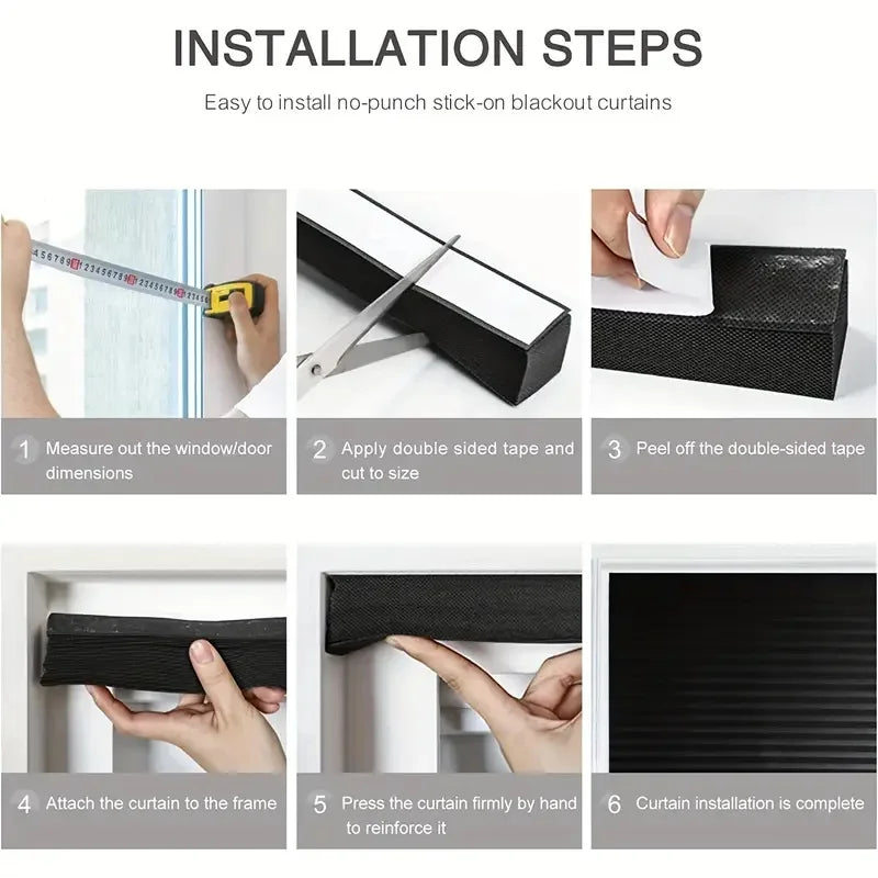 Self-Adhesive Pleated Blackout Curtain