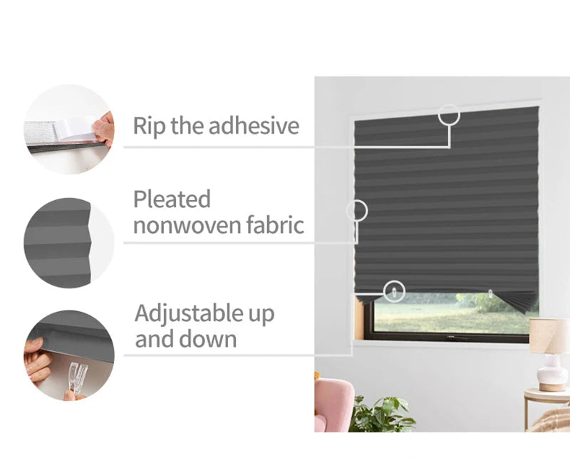 Self-Adhesive Pleated Blackout Curtain