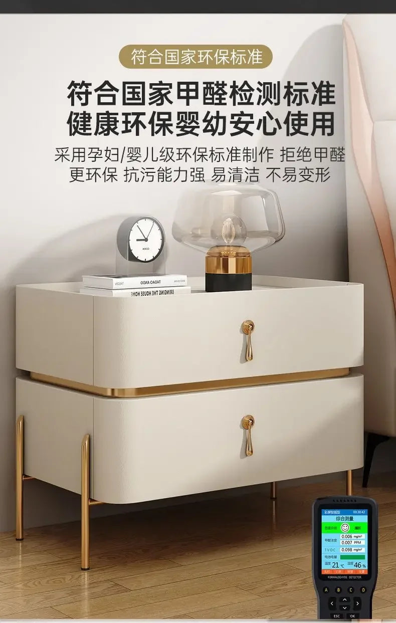 Nightstands Cabinets Bedside Table for Living Room Furniture Splicing Color Cabinets Metal Legs Storage Locker for The Bedroom