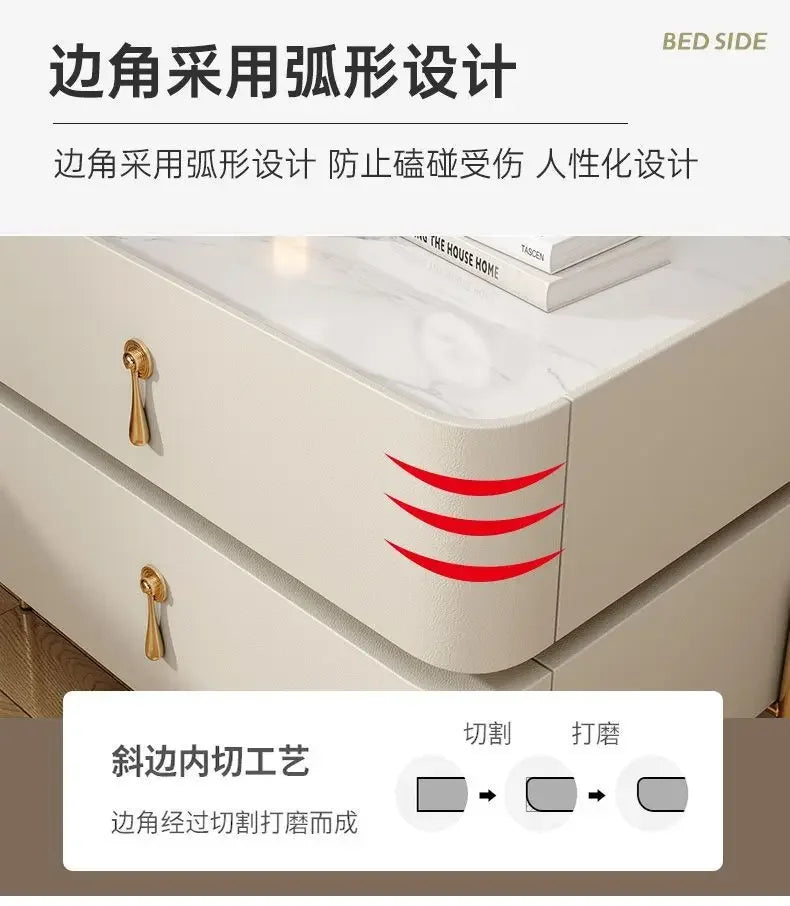 Nightstands Cabinets Bedside Table for Living Room Furniture Splicing Color Cabinets Metal Legs Storage Locker for The Bedroom