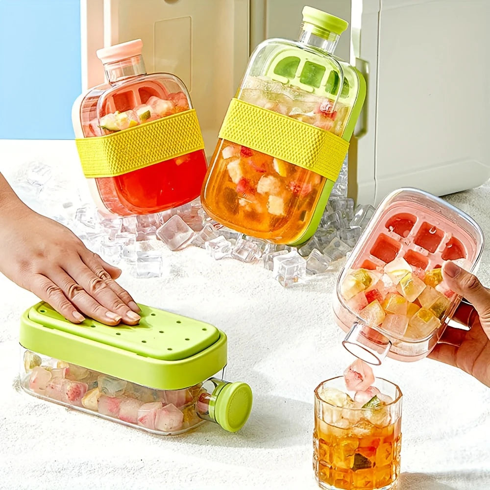 Silicone One-click Ice Mold Bottle Cooler Cup with Straw