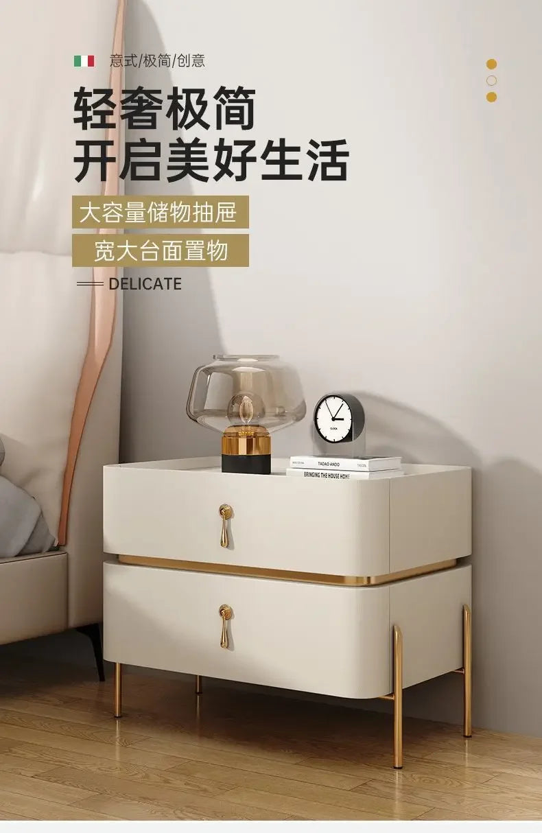 Nightstands Cabinets Bedside Table for Living Room Furniture Splicing Color Cabinets Metal Legs Storage Locker for The Bedroom