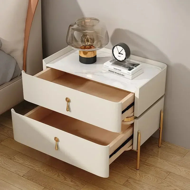 Nightstands Cabinets Bedside Table for Living Room Furniture Splicing Color Cabinets Metal Legs Storage Locker for The Bedroom
