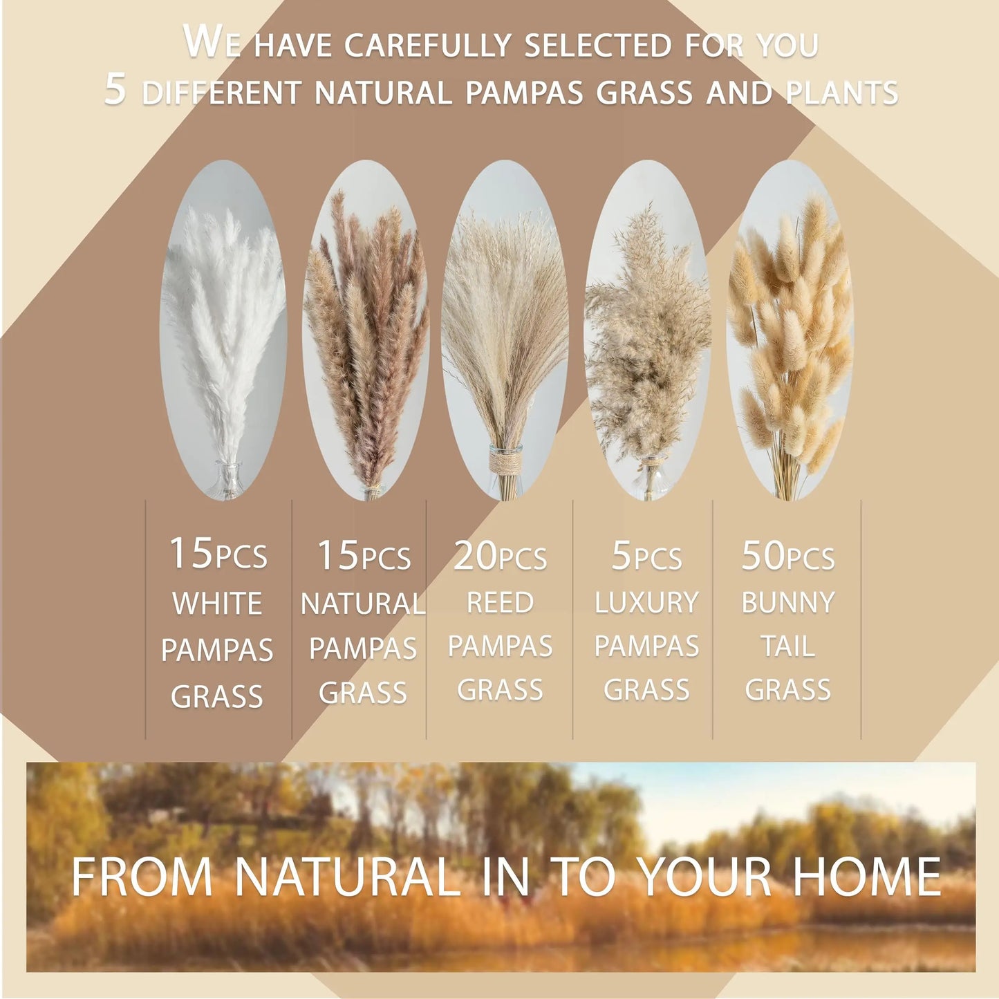 120pcs Fluffy Pampas Bunny Tail Grass Dried Artificial Flowers Bouquet for Bathroom Wall Office Boho Home Wedding Decorations