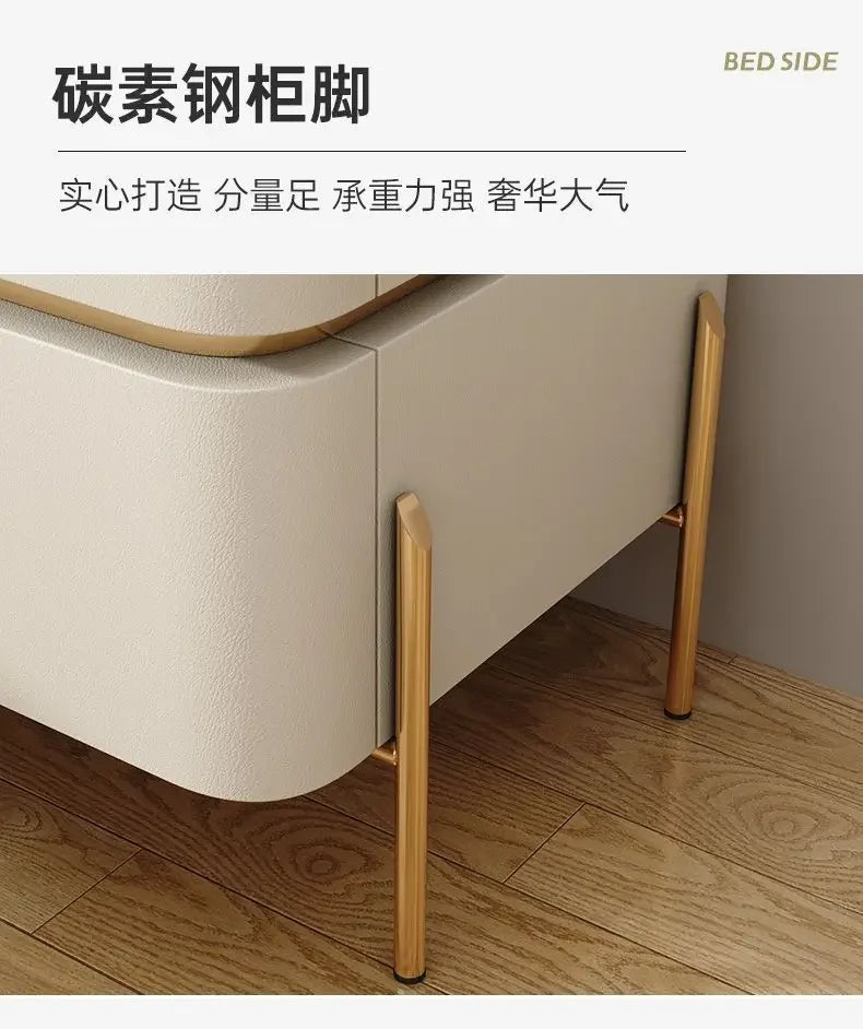 Nightstands Cabinets Bedside Table for Living Room Furniture Splicing Color Cabinets Metal Legs Storage Locker for The Bedroom