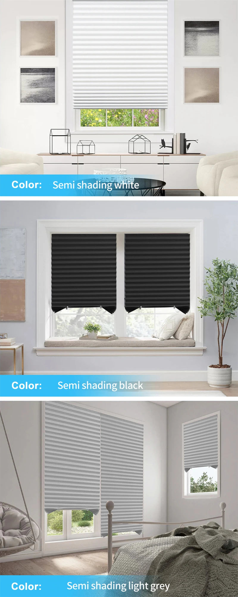 Self-Adhesive Pleated Blackout Curtain