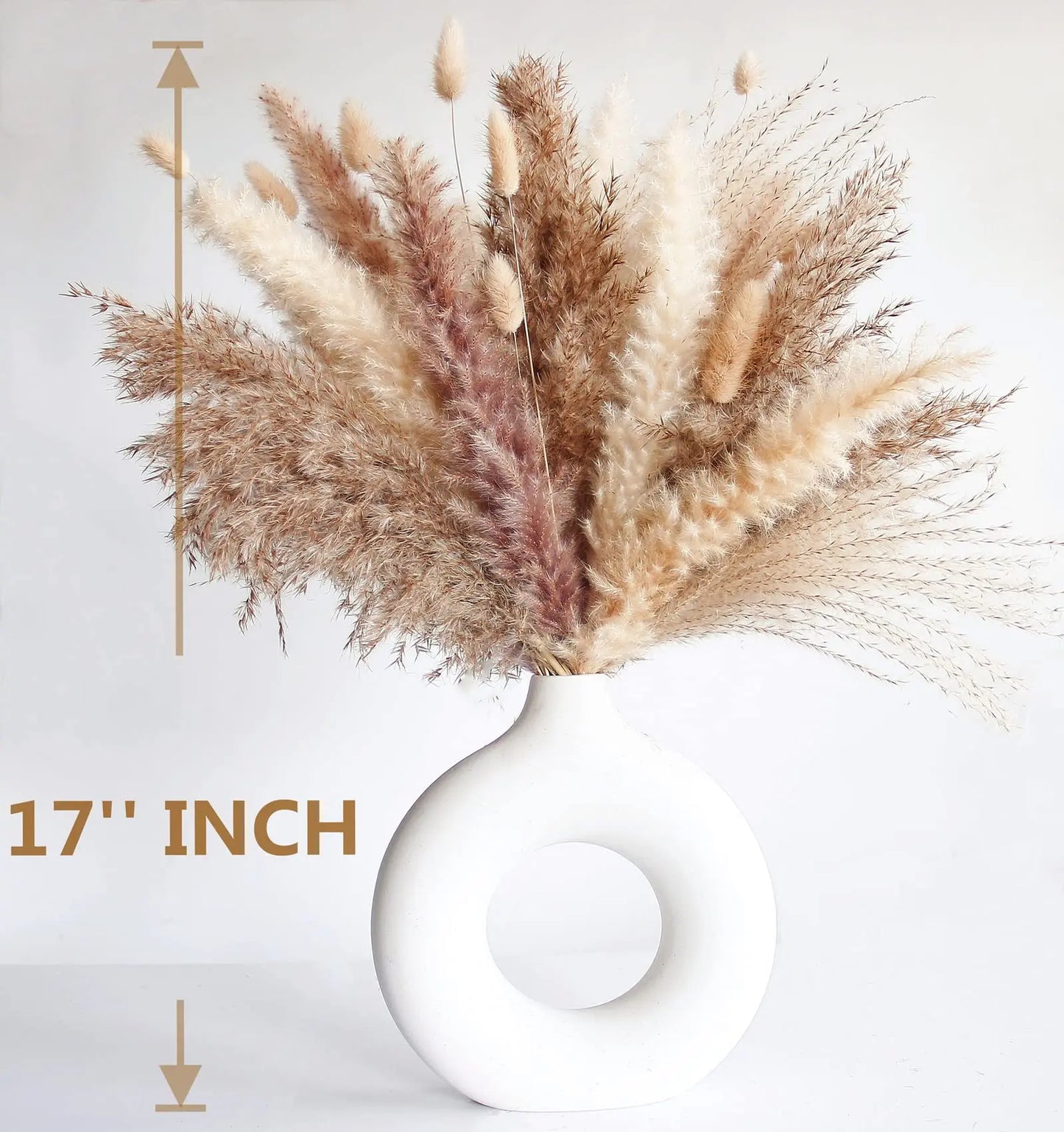120pcs Fluffy Pampas Bunny Tail Grass Dried Artificial Flowers Bouquet for Bathroom Wall Office Boho Home Wedding Decorations