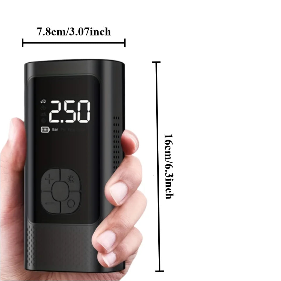 Inflatable Pump Portable Handheld 2 power supply modes and 4 preset air pressures Digital Display Car Motorcycle Tire