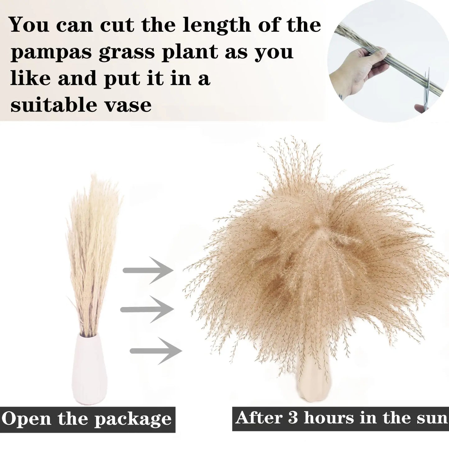 120pcs Fluffy Pampas Bunny Tail Grass Dried Artificial Flowers Bouquet for Bathroom Wall Office Boho Home Wedding Decorations
