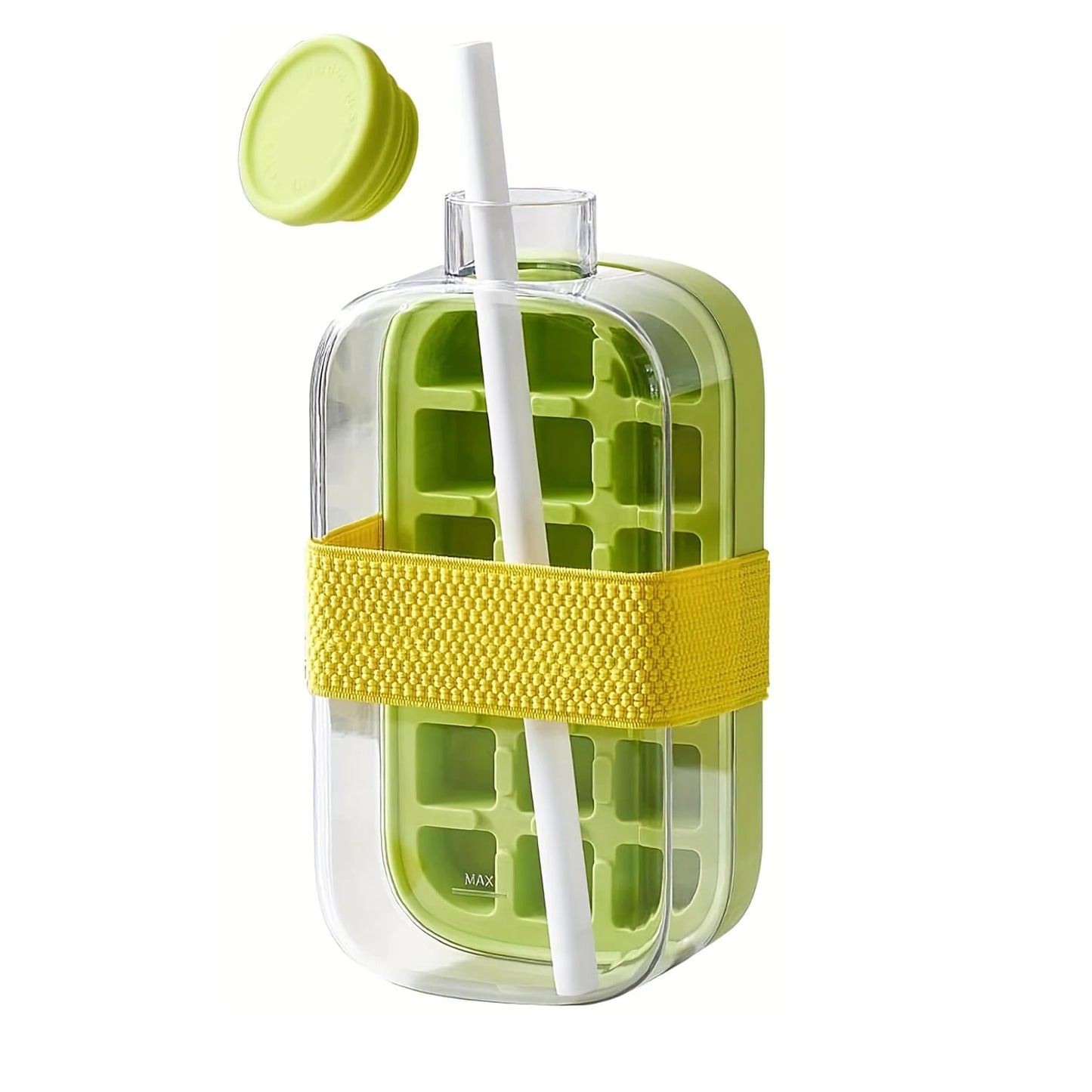 Silicone One-click Ice Mold Bottle Cooler Cup with Straw