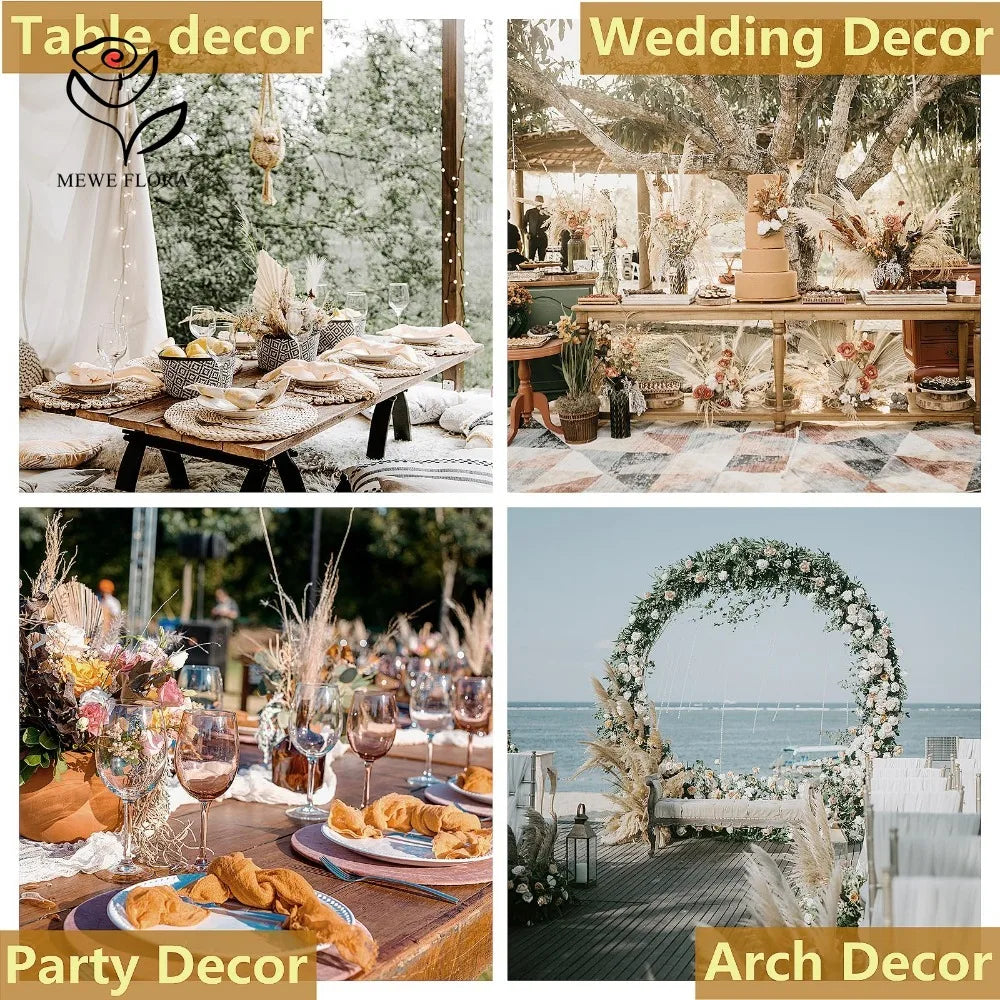 120pcs Fluffy Pampas Bunny Tail Grass Dried Artificial Flowers Bouquet for Bathroom Wall Office Boho Home Wedding Decorations