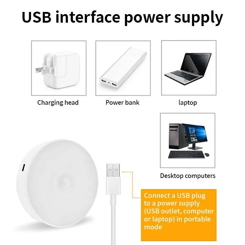 3PCS LED Motion Sensor Light Night Light USB rechargable