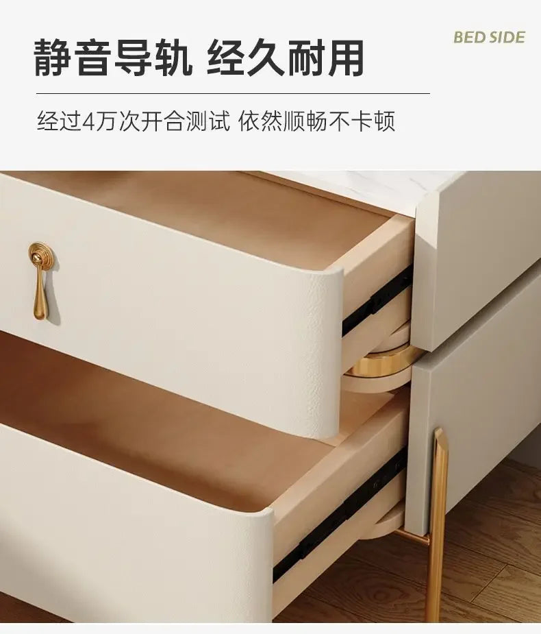 Nightstands Cabinets Bedside Table for Living Room Furniture Splicing Color Cabinets Metal Legs Storage Locker for The Bedroom