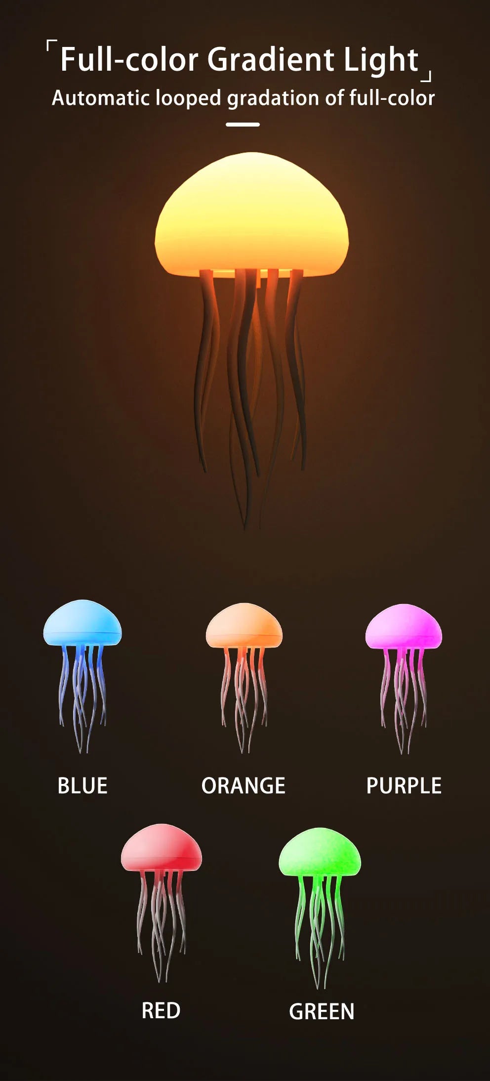 Cartoon Jellyfish Night Light Cute Jellyfish voice control Night Lamp