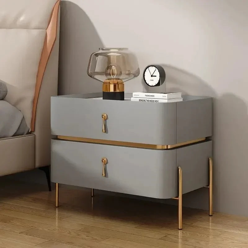 Nightstands Cabinets Bedside Table for Living Room Furniture Splicing Color Cabinets Metal Legs Storage Locker for The Bedroom