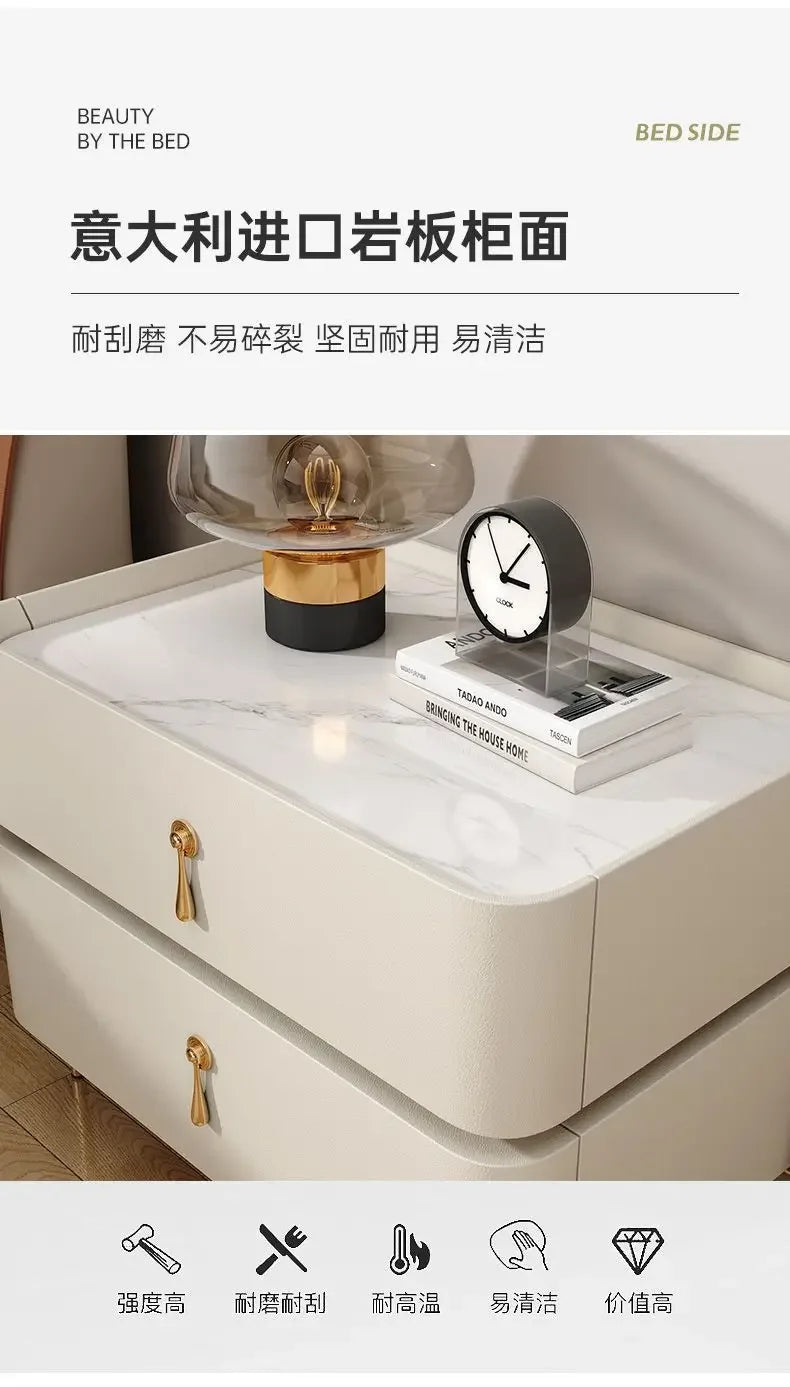 Nightstands Cabinets Bedside Table for Living Room Furniture Splicing Color Cabinets Metal Legs Storage Locker for The Bedroom