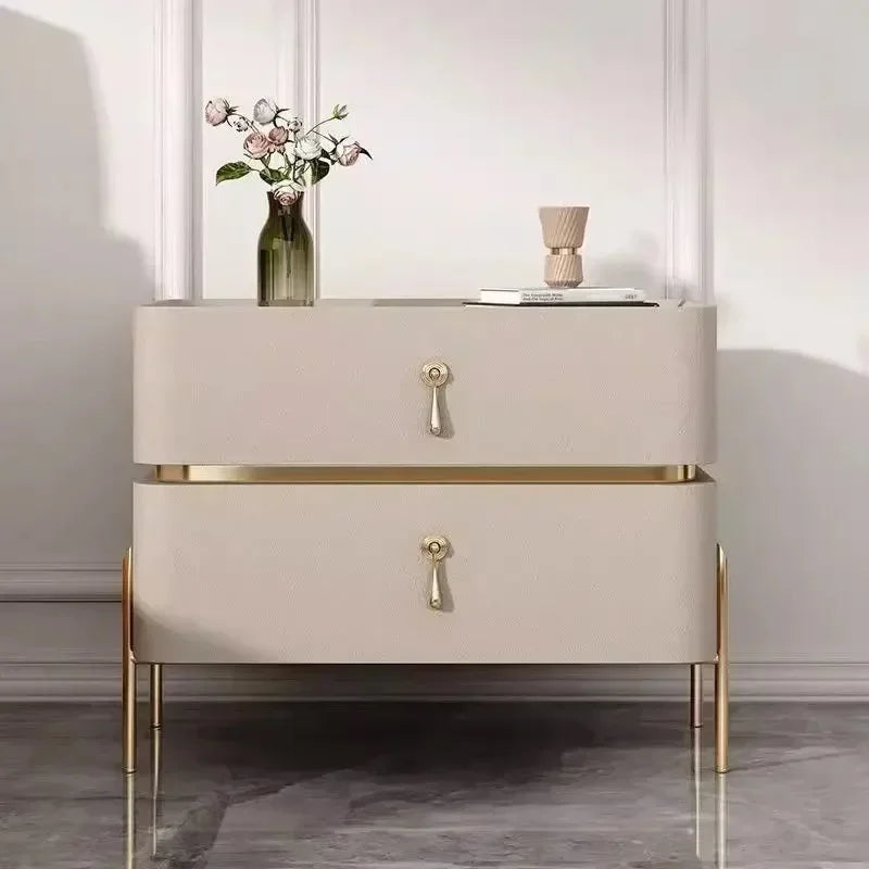 Nightstands Cabinets Bedside Table for Living Room Furniture Splicing Color Cabinets Metal Legs Storage Locker for The Bedroom