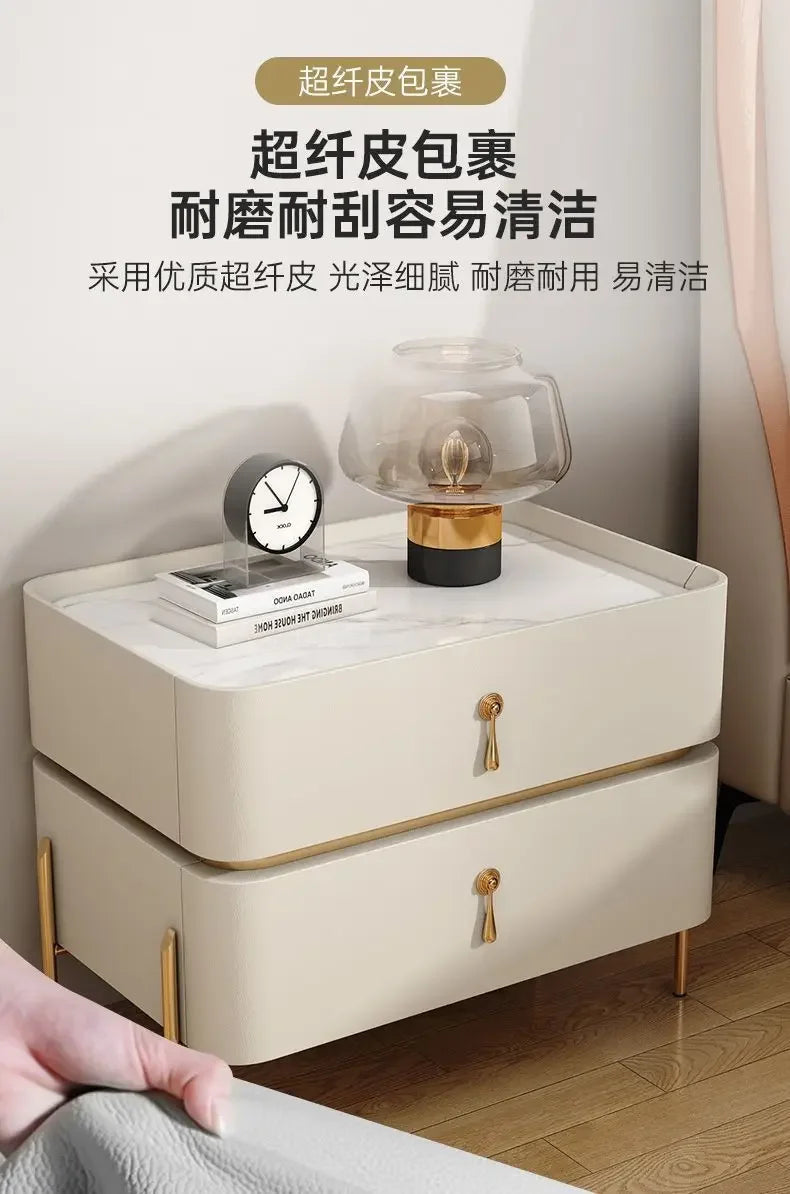 Nightstands Cabinets Bedside Table for Living Room Furniture Splicing Color Cabinets Metal Legs Storage Locker for The Bedroom