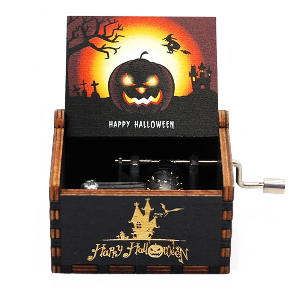 Wooden halloween Music Box Hand Crank
