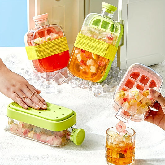 Silicone One-click Ice Mold Bottle Cooler Cup with Straw
