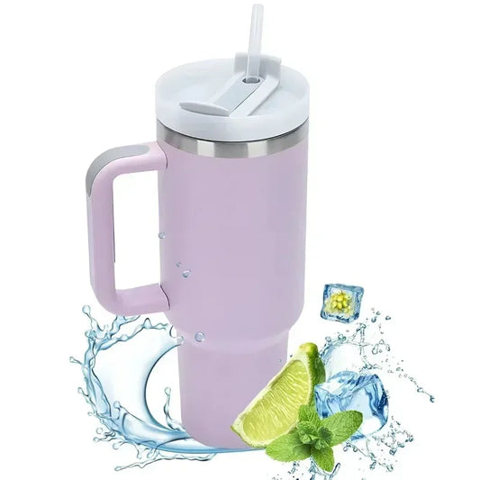 Insulated Tumbler Cup Thermal Mug for with Handle Straw Stainless Steel