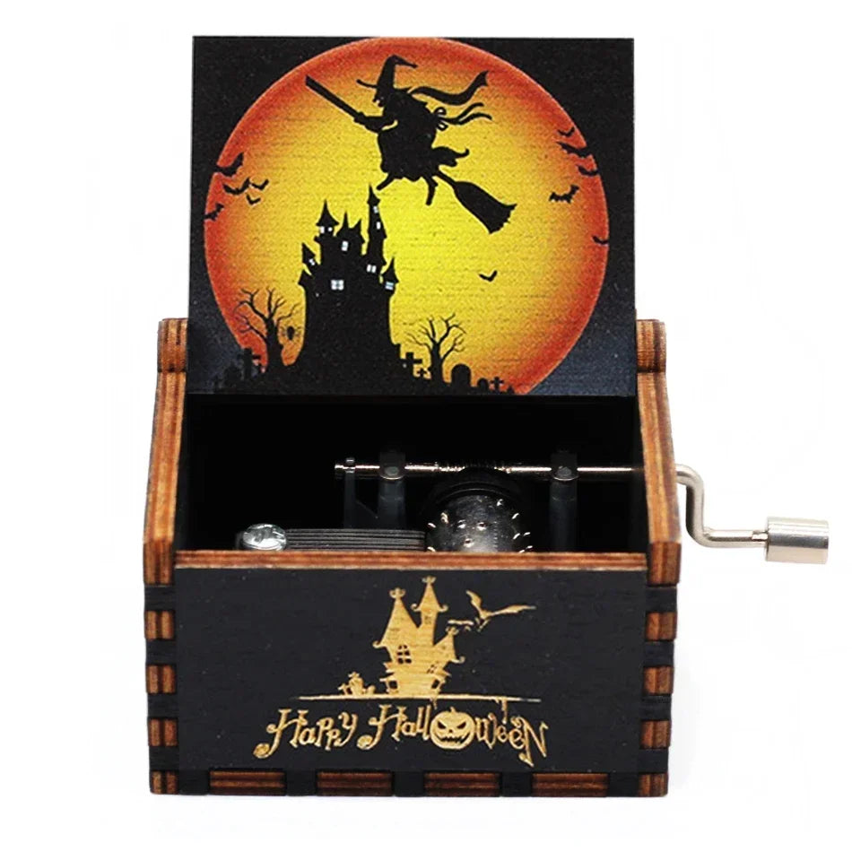 Wooden halloween Music Box Hand Crank