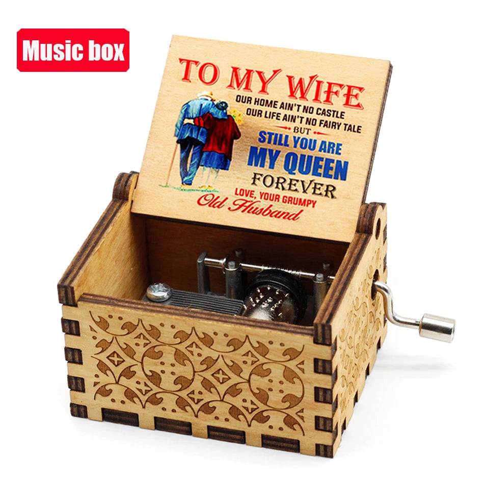 Wooden halloween Music Box Hand Crank