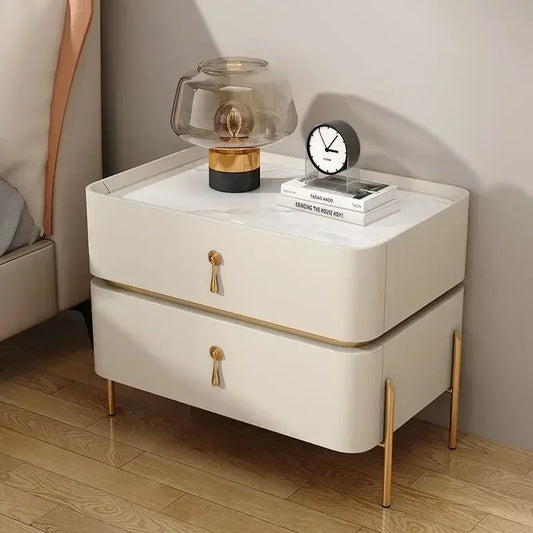 Nightstands Cabinets Bedside Table for Living Room Furniture Splicing Color Cabinets Metal Legs Storage Locker for The Bedroom