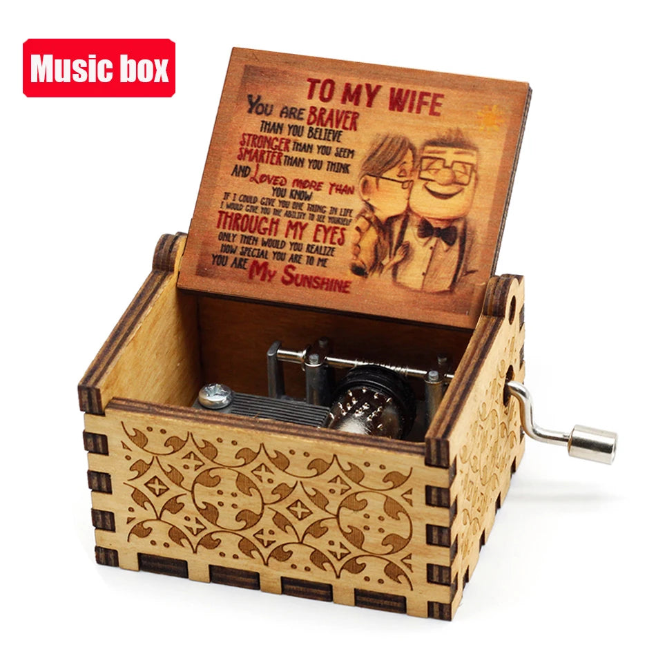 Wooden halloween Music Box Hand Crank