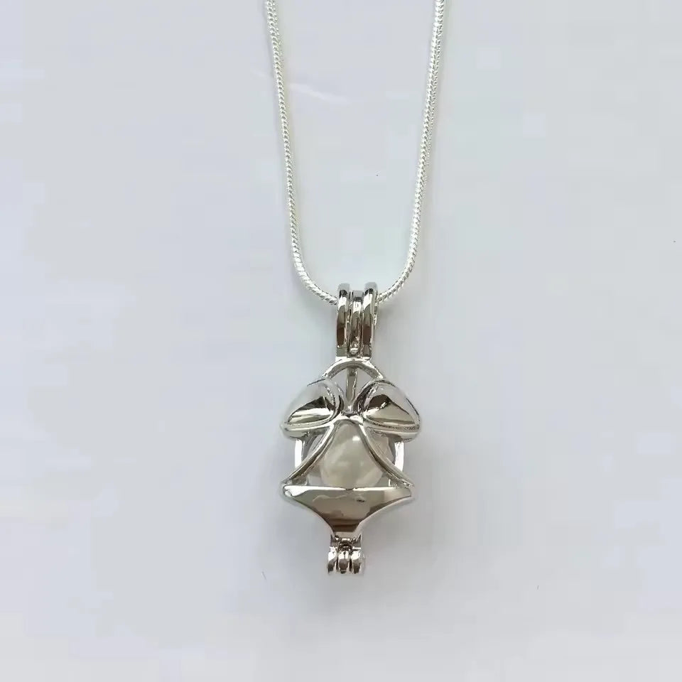 Natural pearl in shell with necklace