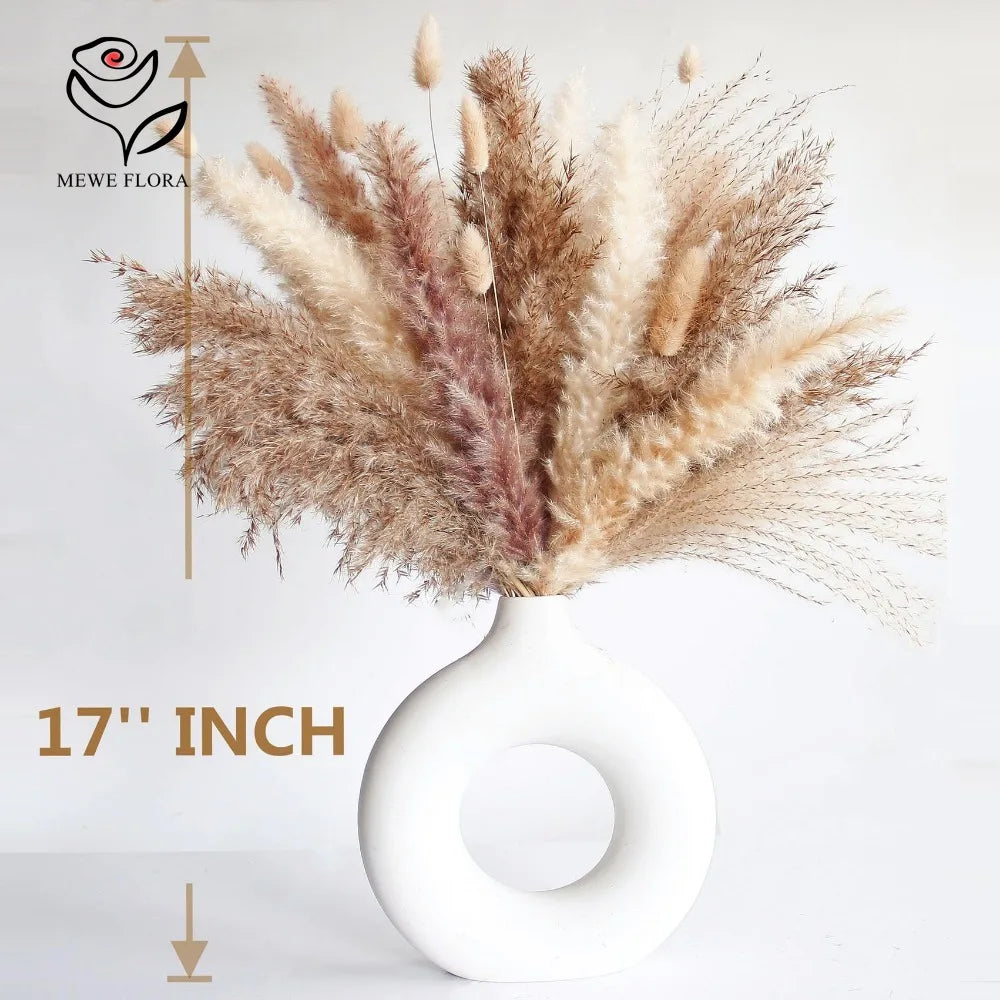 120pcs Fluffy Pampas Bunny Tail Grass Dried Artificial Flowers  Bouquet for Bathroom Wall Office Boho Home Wedding Decorations