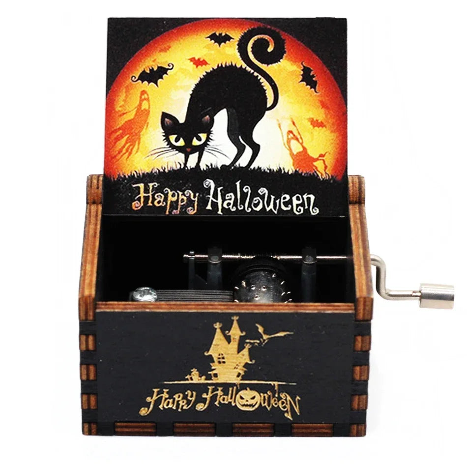 Wooden halloween Music Box Hand Crank